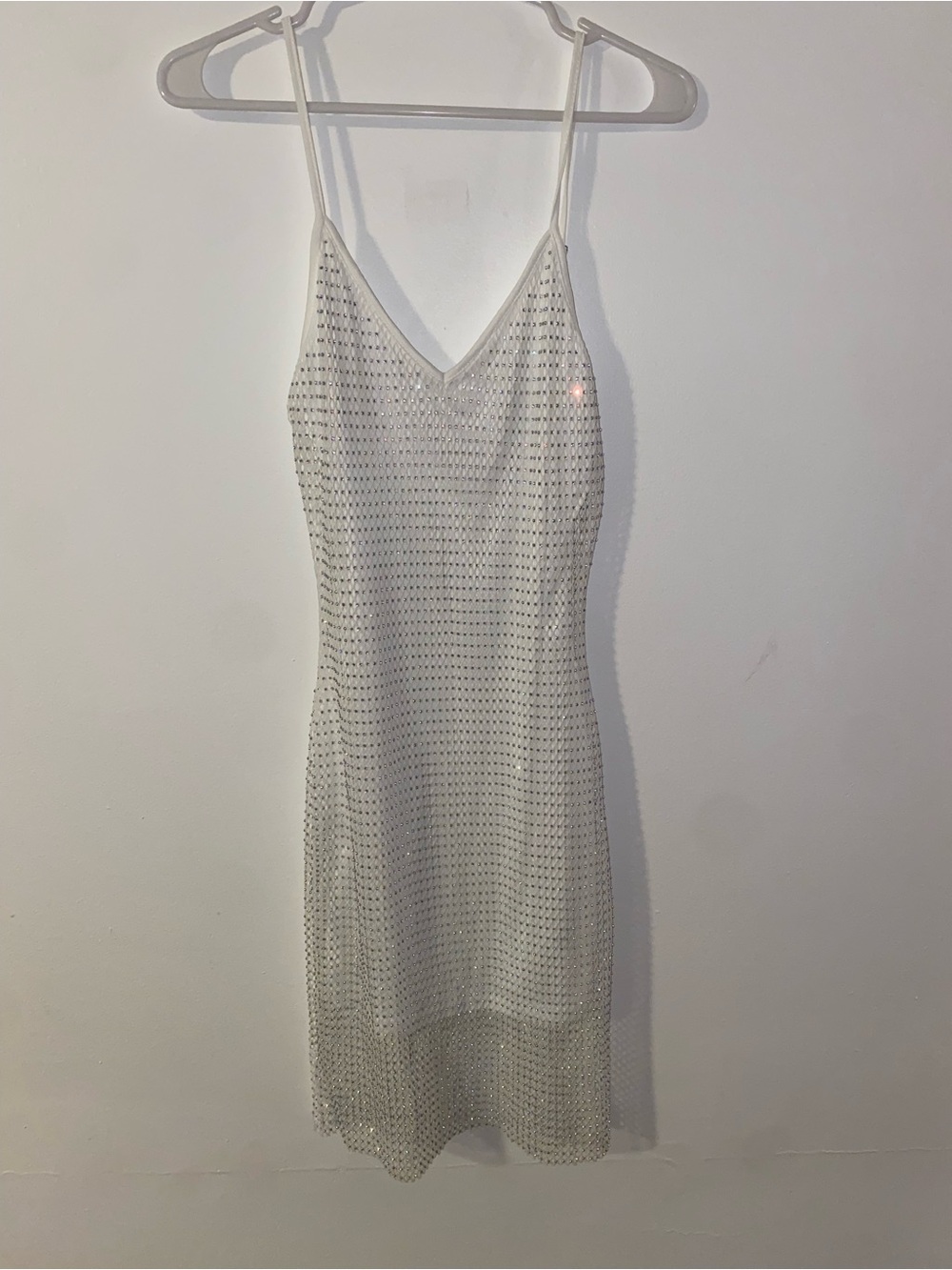 NWT Windsor Sheer Mesh Rhinestone Dress - White